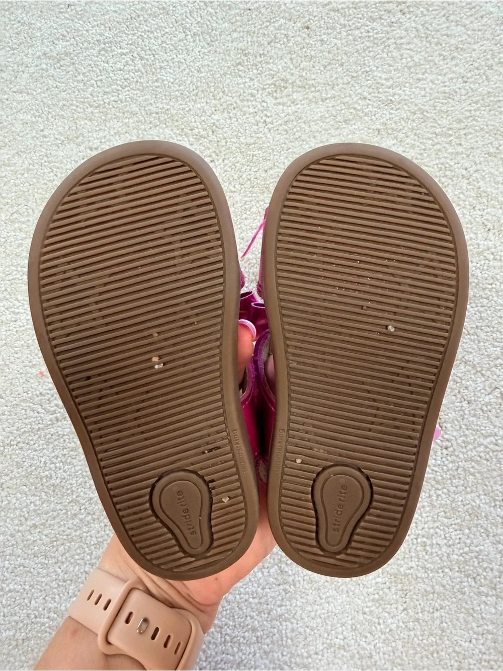 Stride Rite Girls Metallic Fuchsia Bow Sandals